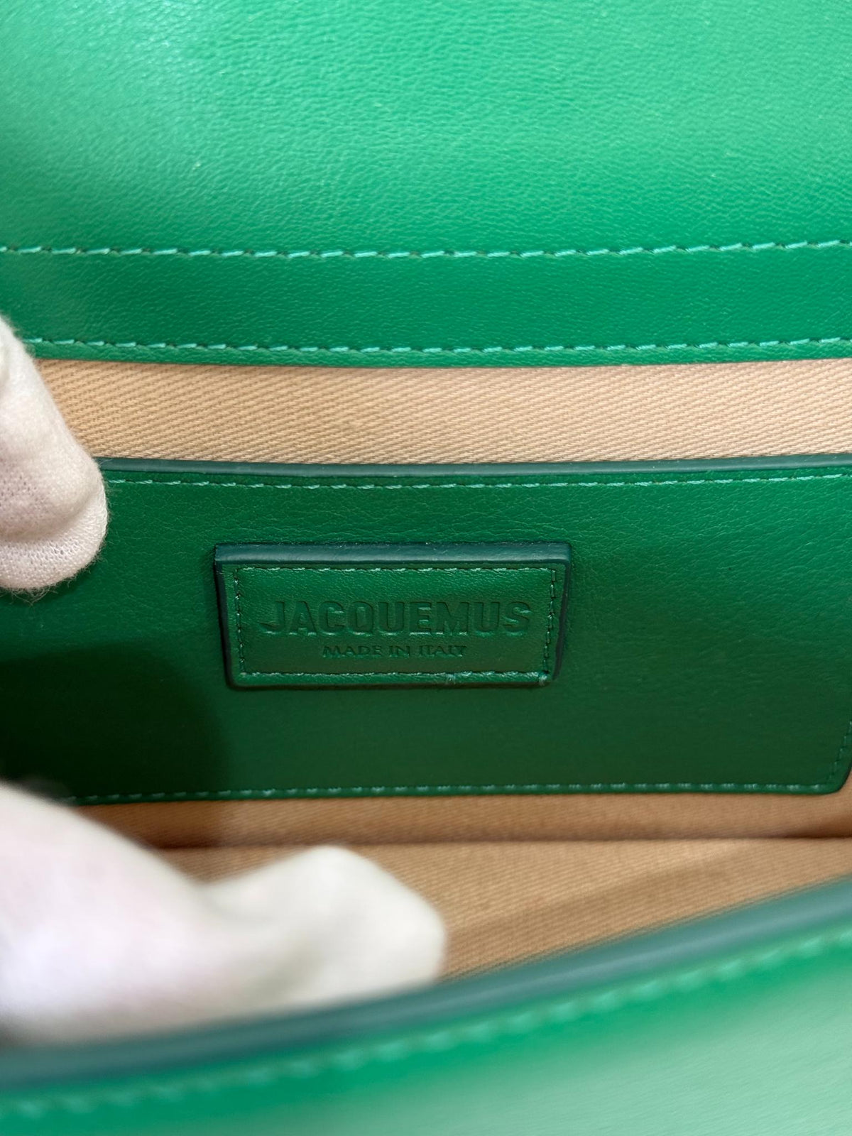 Jacquemus Le Grand Bambino Green Smoth Calfskin Top Handle Bag