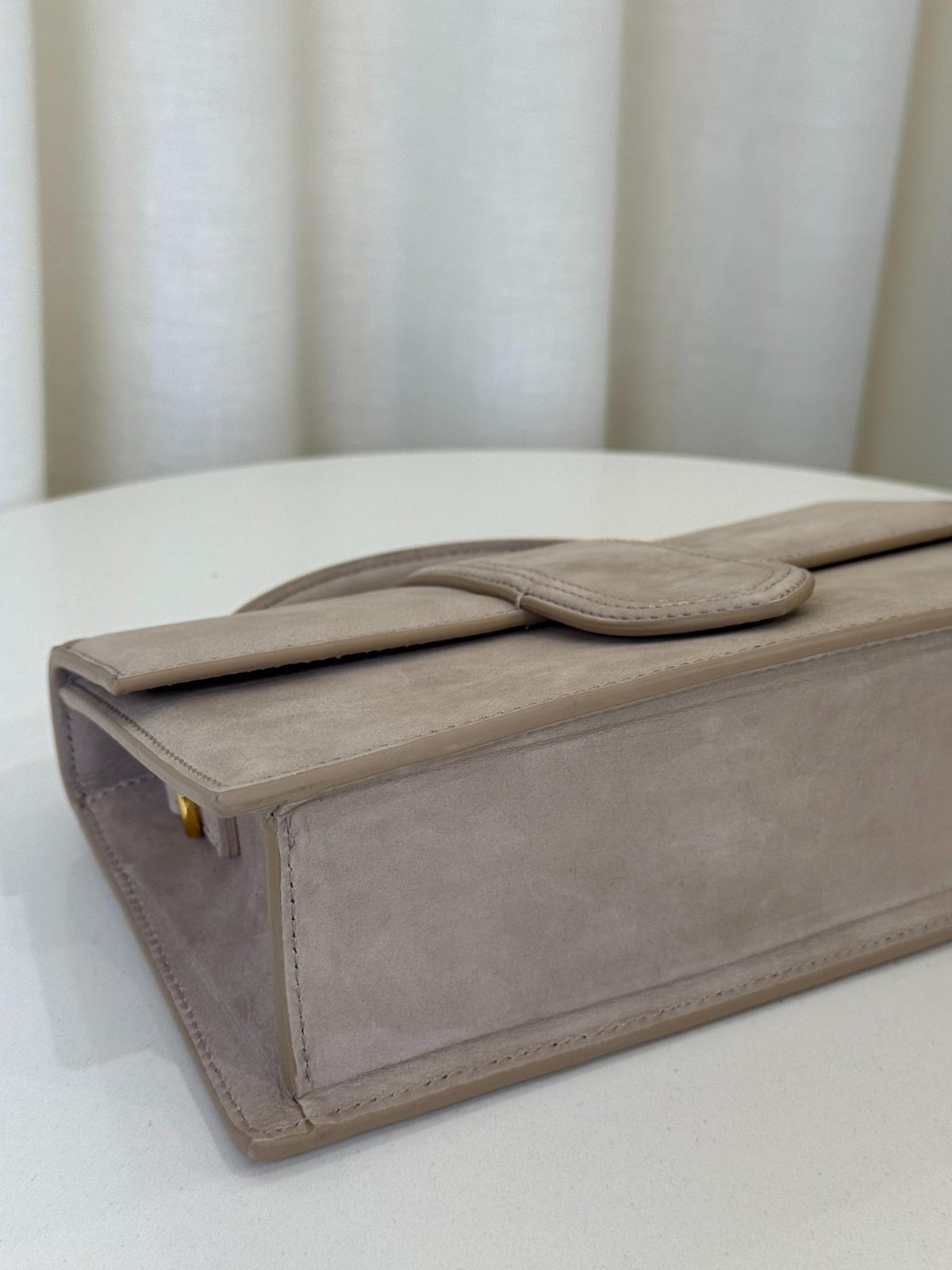 Jacquemus Le Grand Bambino Neutral Suede Top Handle Bag
