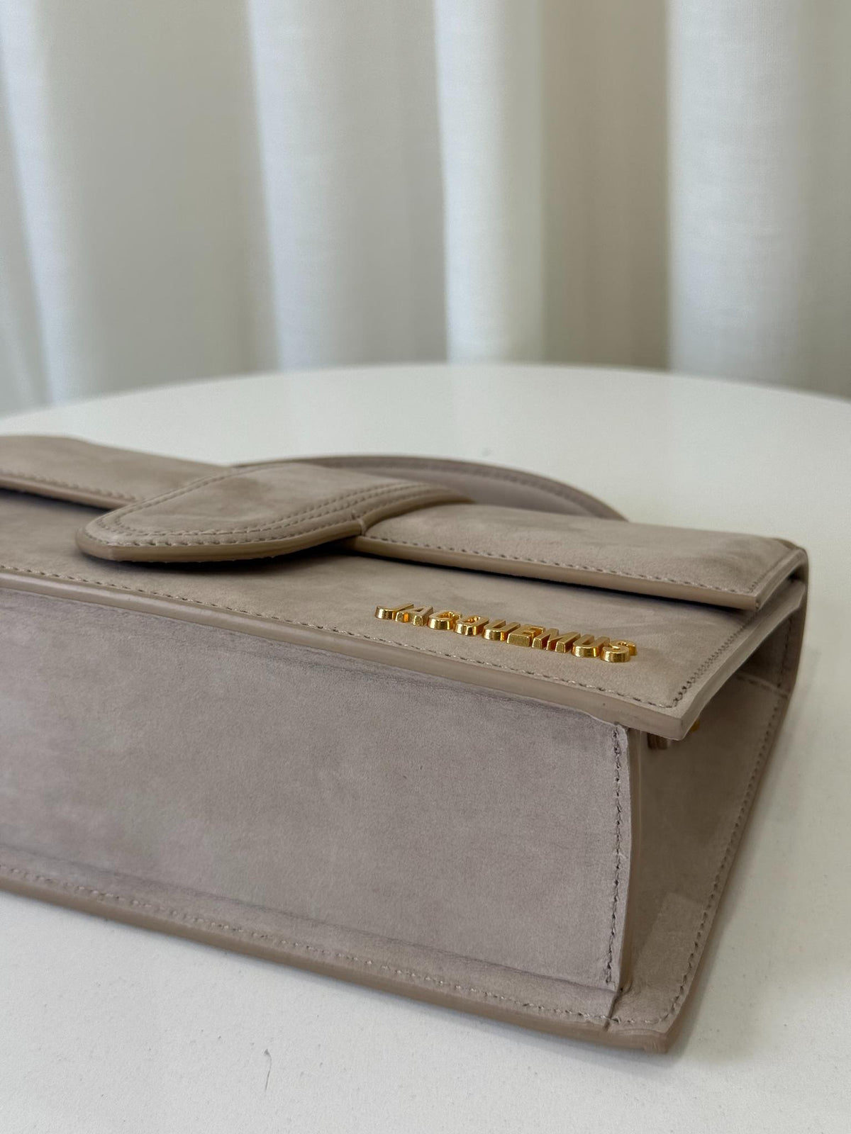 Jacquemus Le Grand Bambino Neutral Suede Top Handle Bag