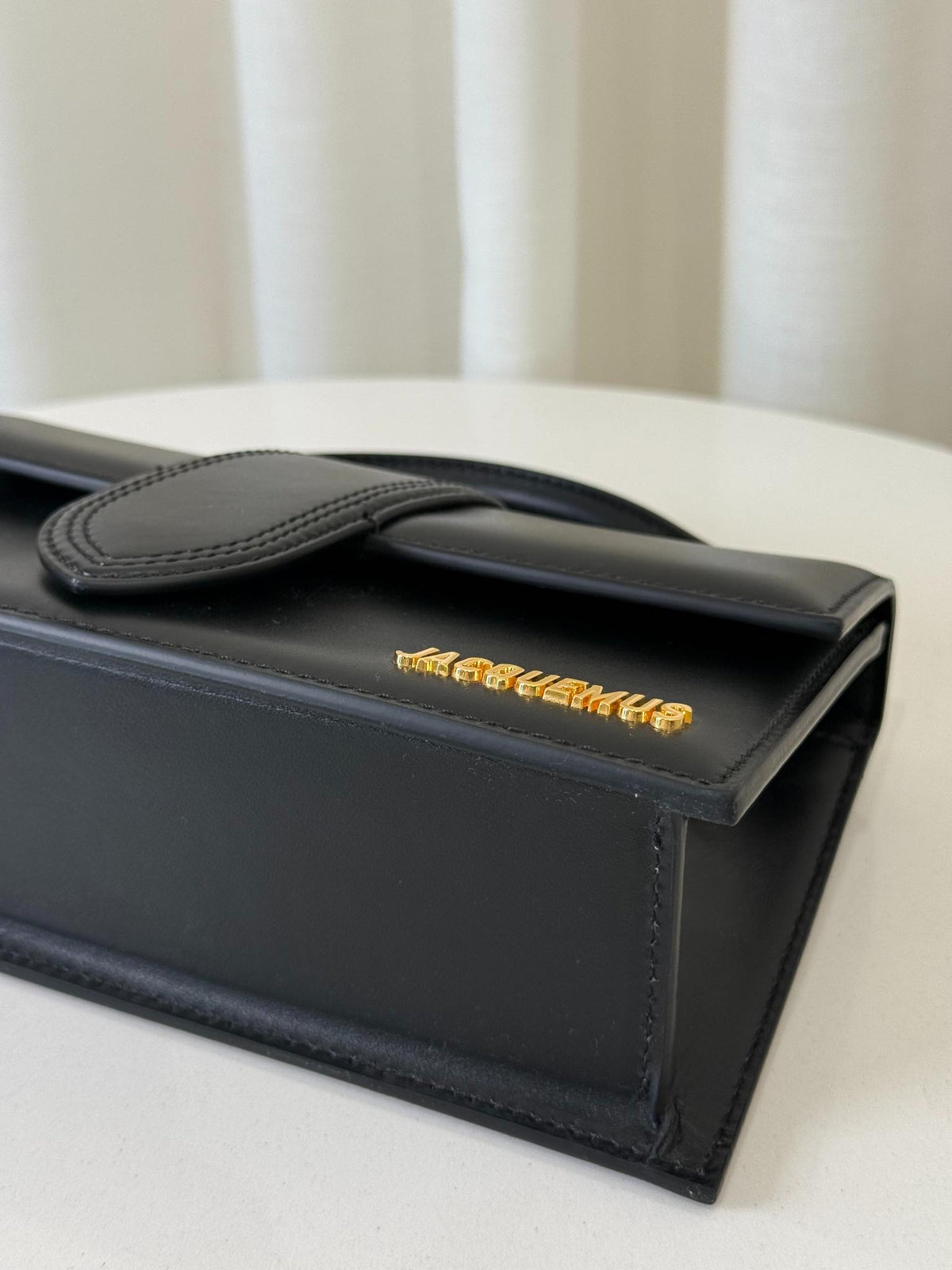 Jacquemus Le Grand Bambino Black Smoth Calfskin Top Handle Bag