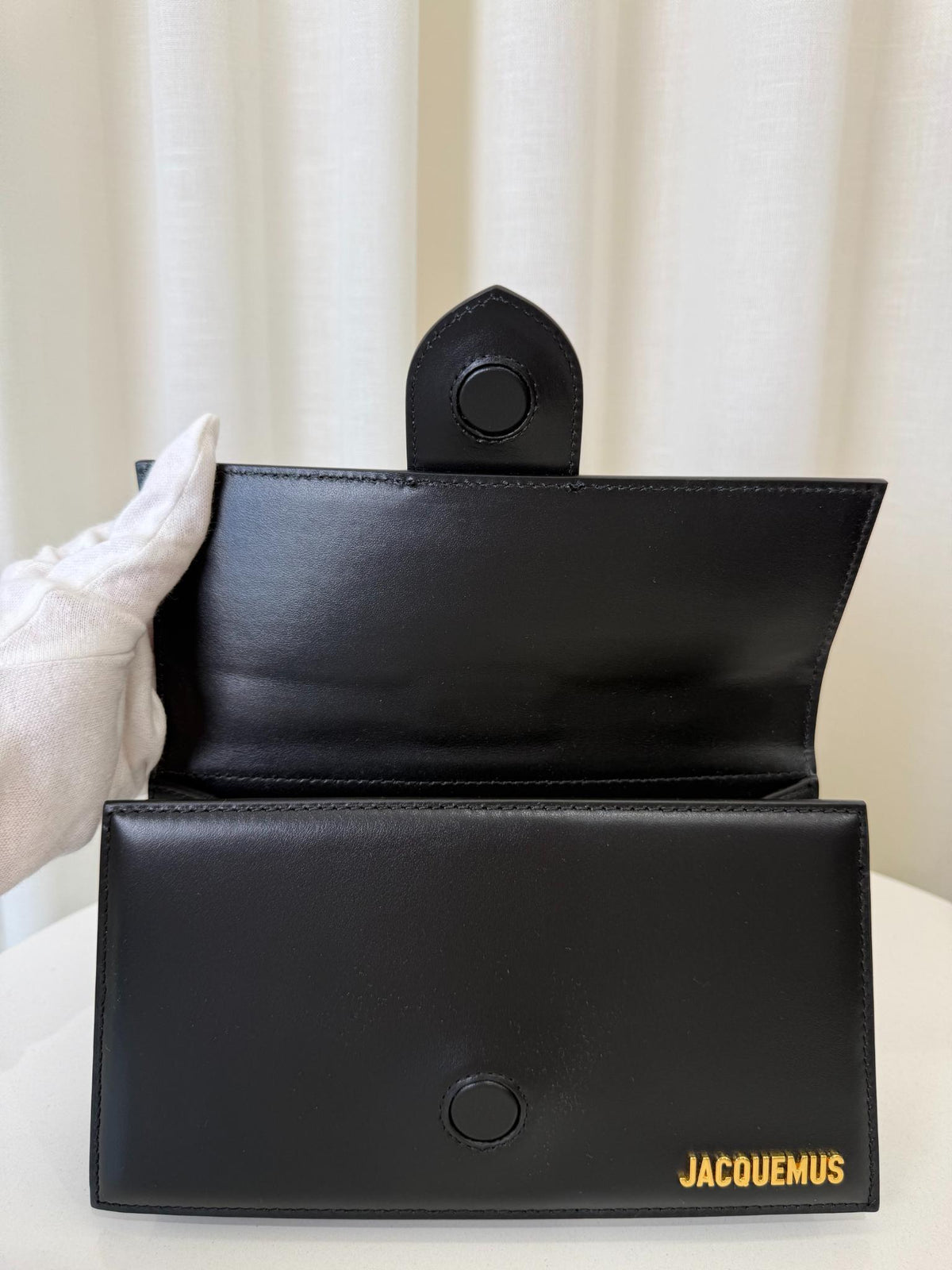 Jacquemus Le Grand Bambino Black Smoth Calfskin Top Handle Bag