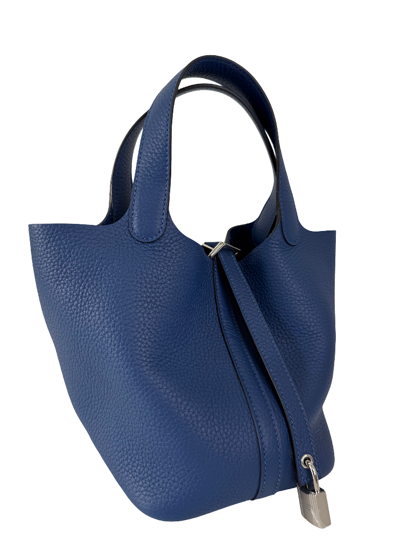 Hermès Picotin 18 Lock Bleu de Prusse Clemence Leather