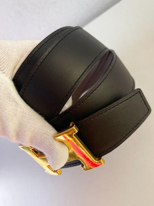Hermès Box Togo Constance H Belt 90 Black Etain