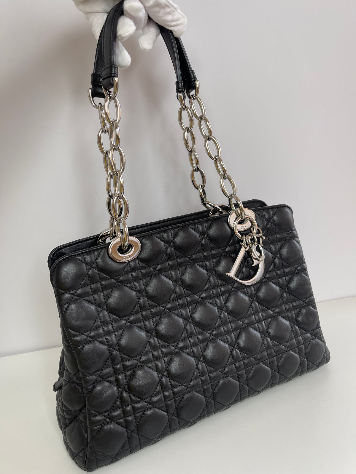 Dior Black Cannage Leather Small Soft Lady Dior Tote