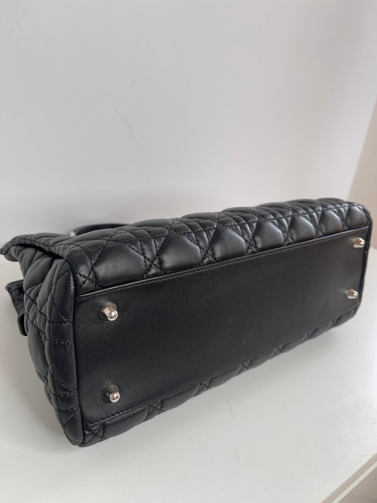 Dior Black Cannage Leather Small Soft Lady Dior Tote
