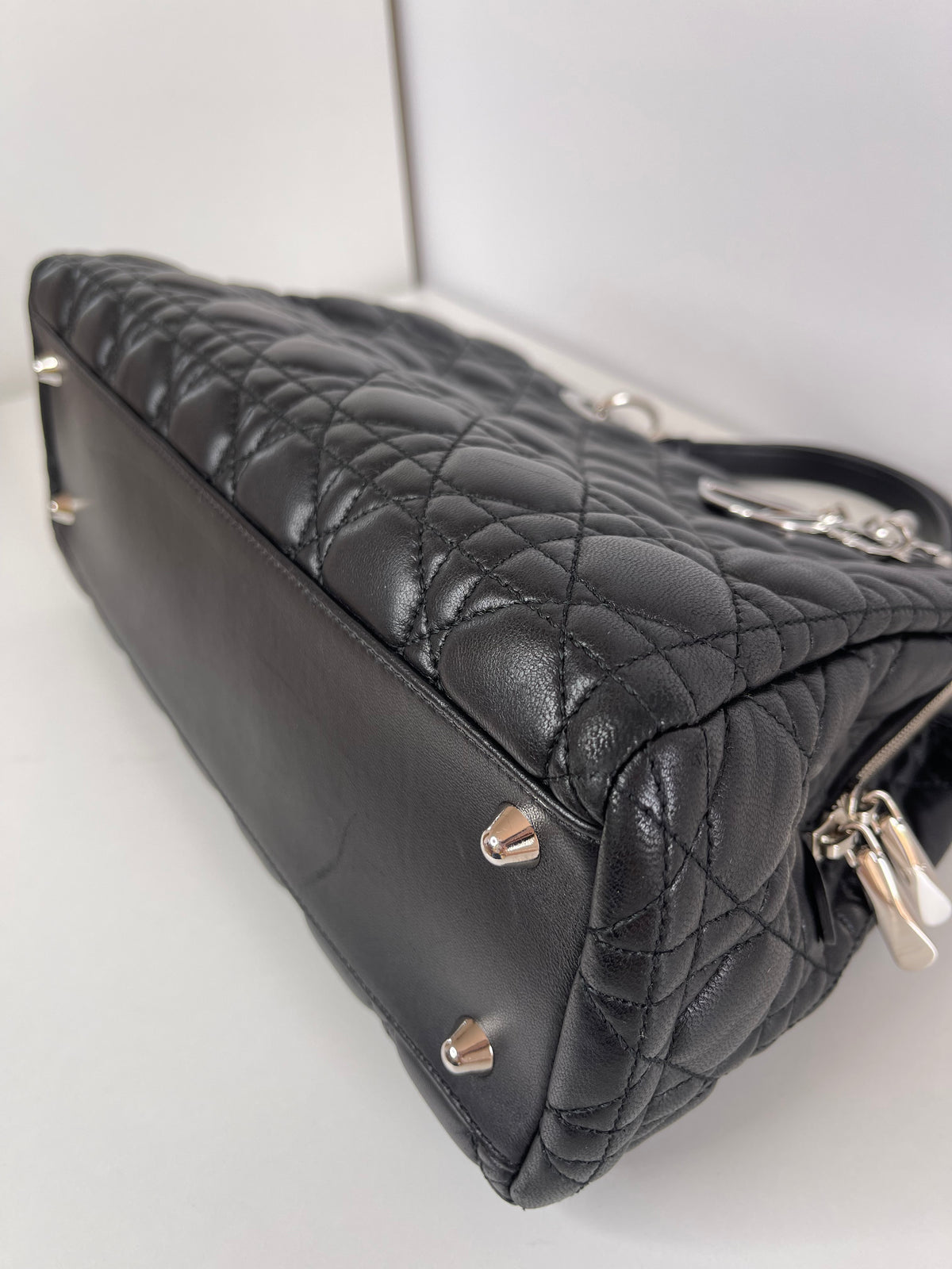 Dior Black Cannage Leather Small Soft Lady Dior Tote