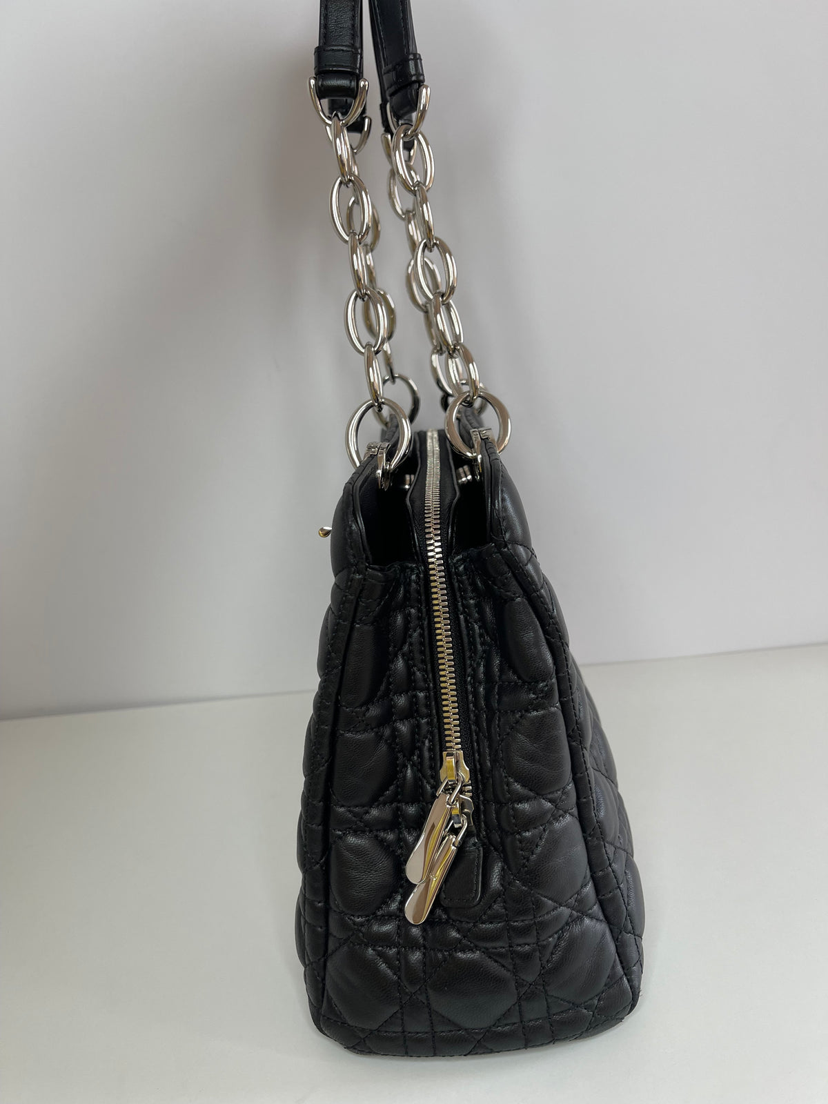Dior Black Cannage Leather Small Soft Lady Dior Tote