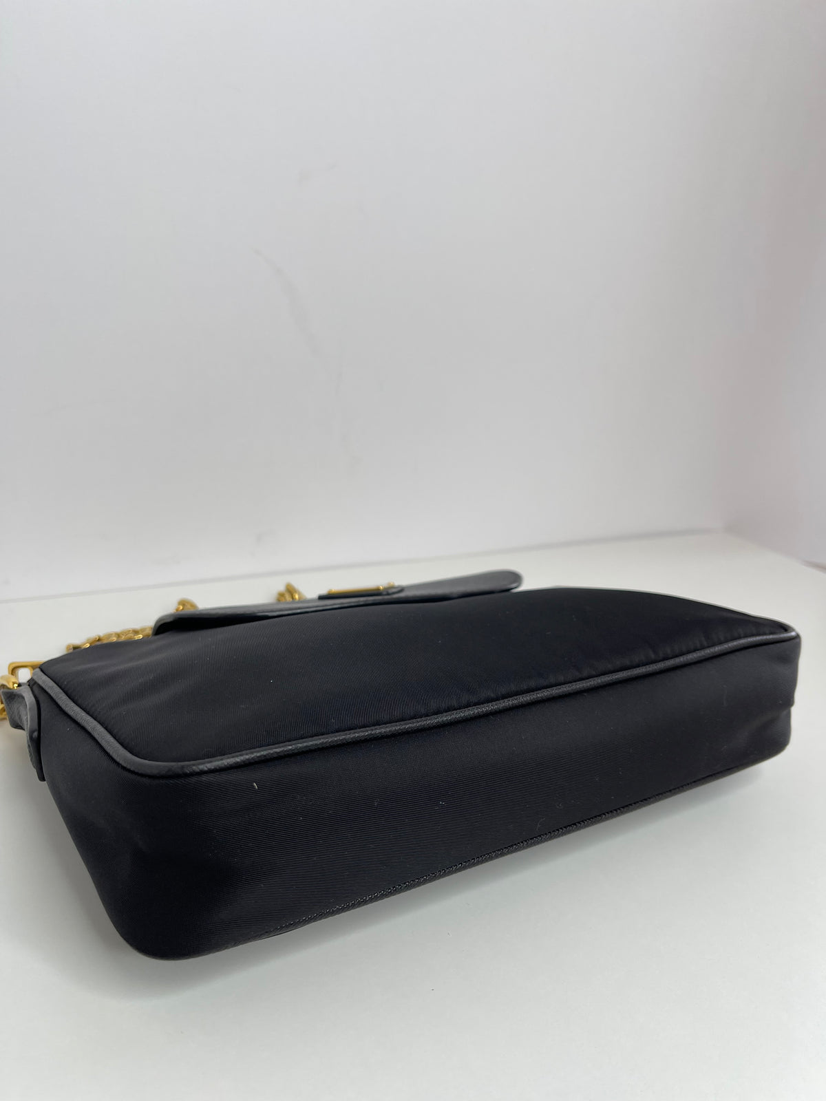 Prada Small Tessuto Saffiano Chain Crossbody Bag Black