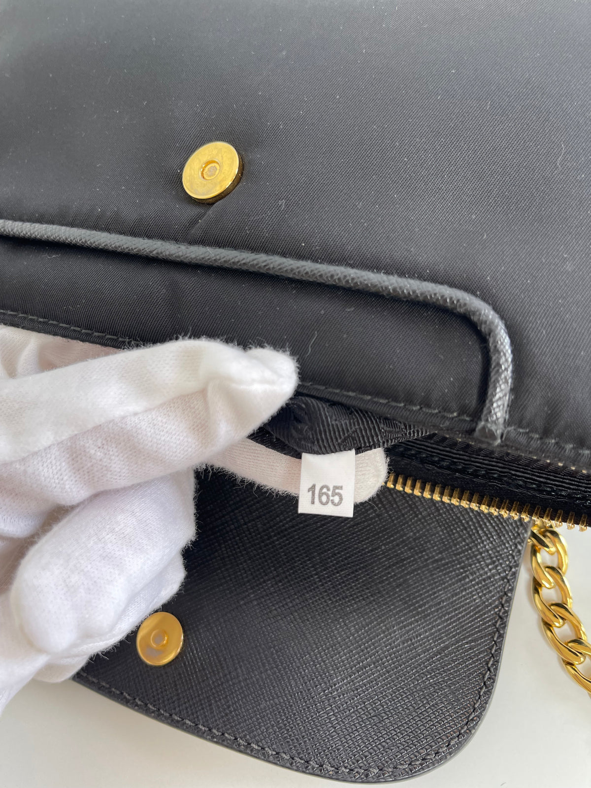 Prada Small Tessuto Saffiano Chain Crossbody Bag Black