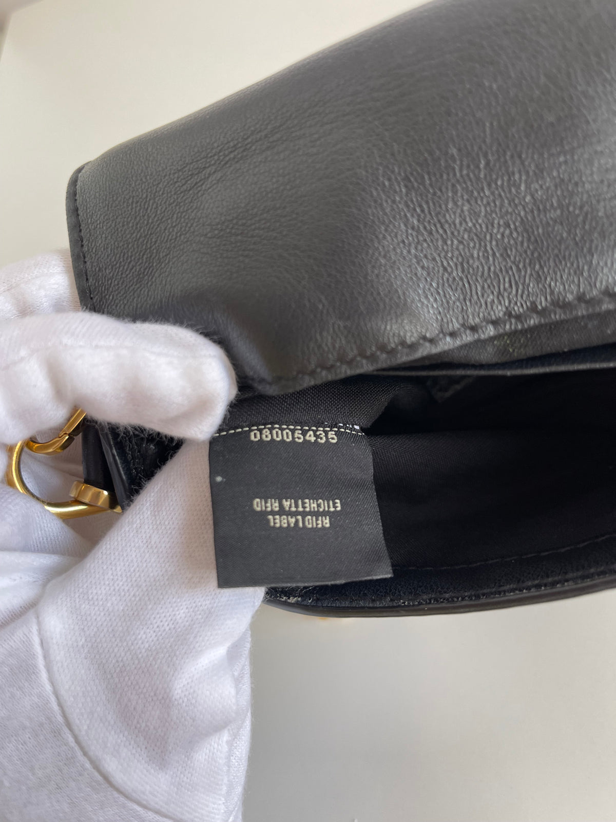 Fendi Black Embossed Leather Mini Baguette Crossbody Bag