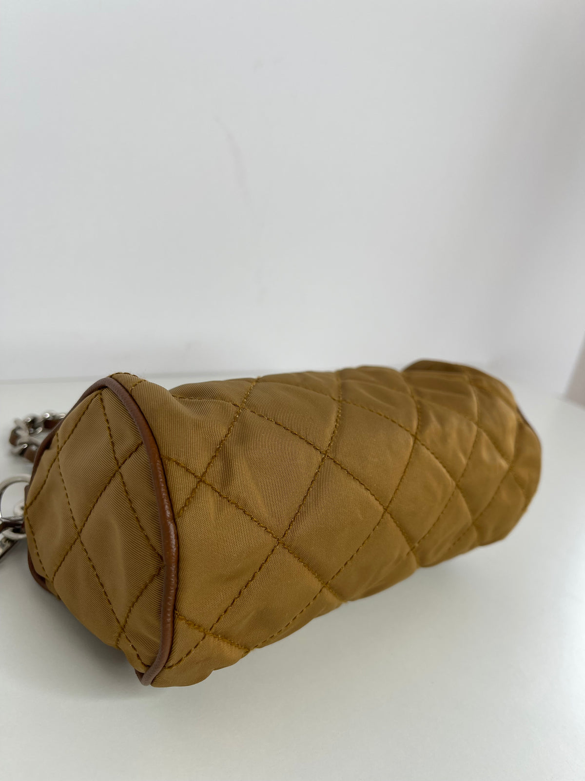 Prada Mini Tessuto Quilted Barrel Bag
