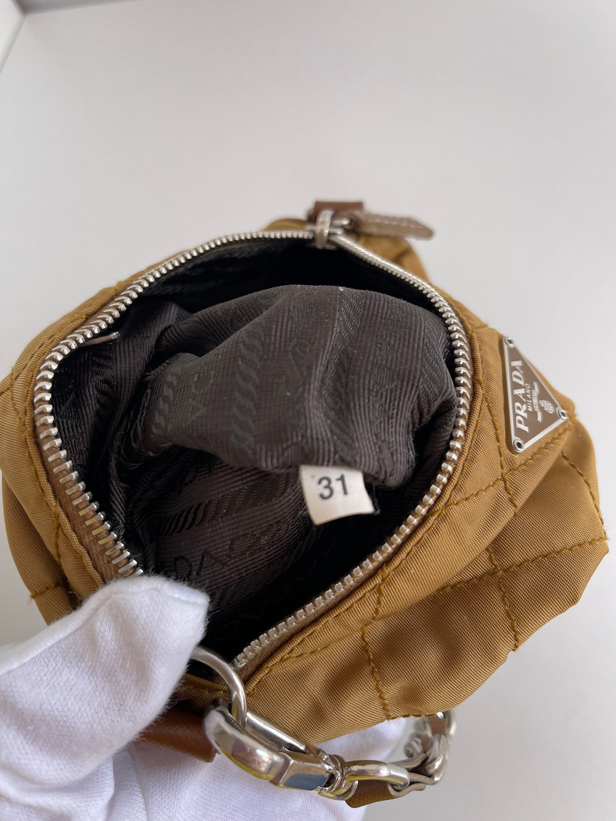 Prada Mini Tessuto Quilted Barrel Bag