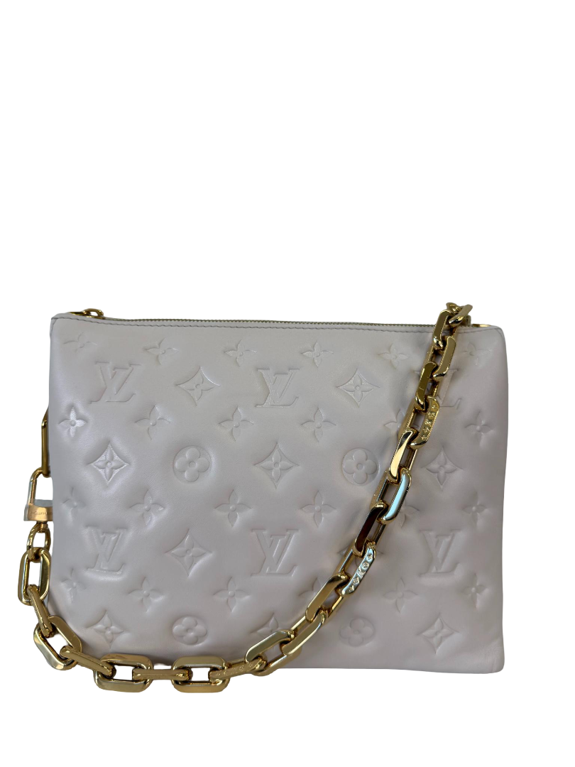 Louis Vuitton Coussin PM Monogram Embossed Puffy Lambskin Creme