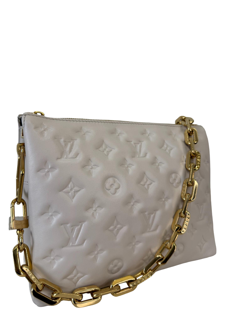 Louis Vuitton Coussin PM Monogram Embossed Puffy Lambskin Creme