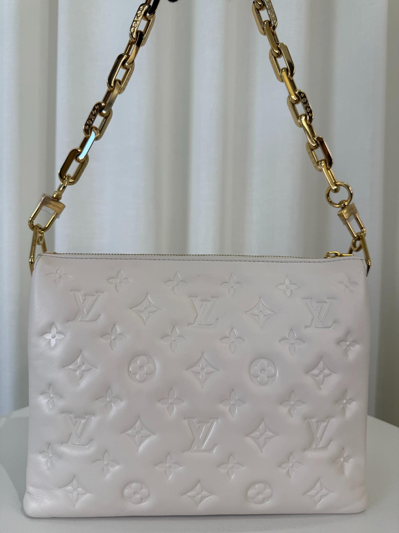 Louis Vuitton Coussin PM Monogram Embossed Puffy Lambskin Creme