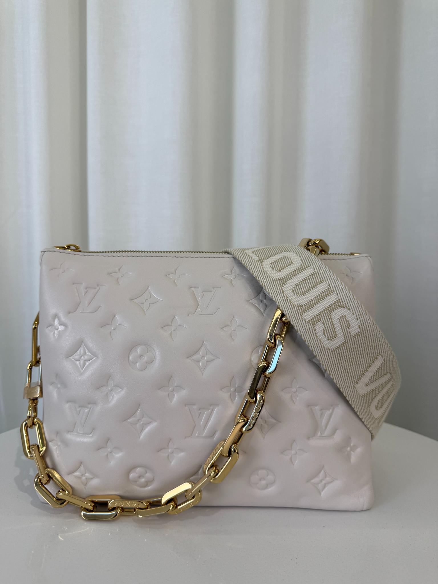 Louis Vuitton Coussin PM Monogram Embossed Puffy Lambskin Creme