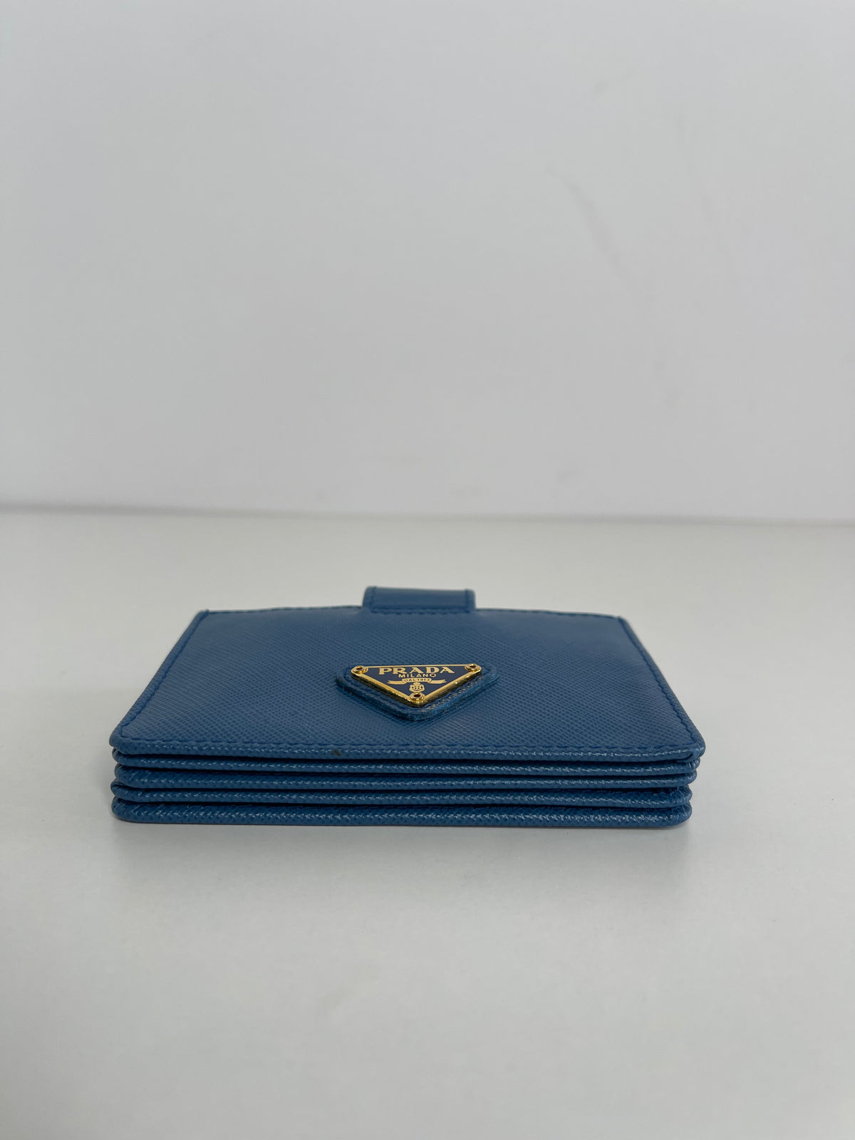 Prada Blue Saffiano Leather Accordion Card Holder