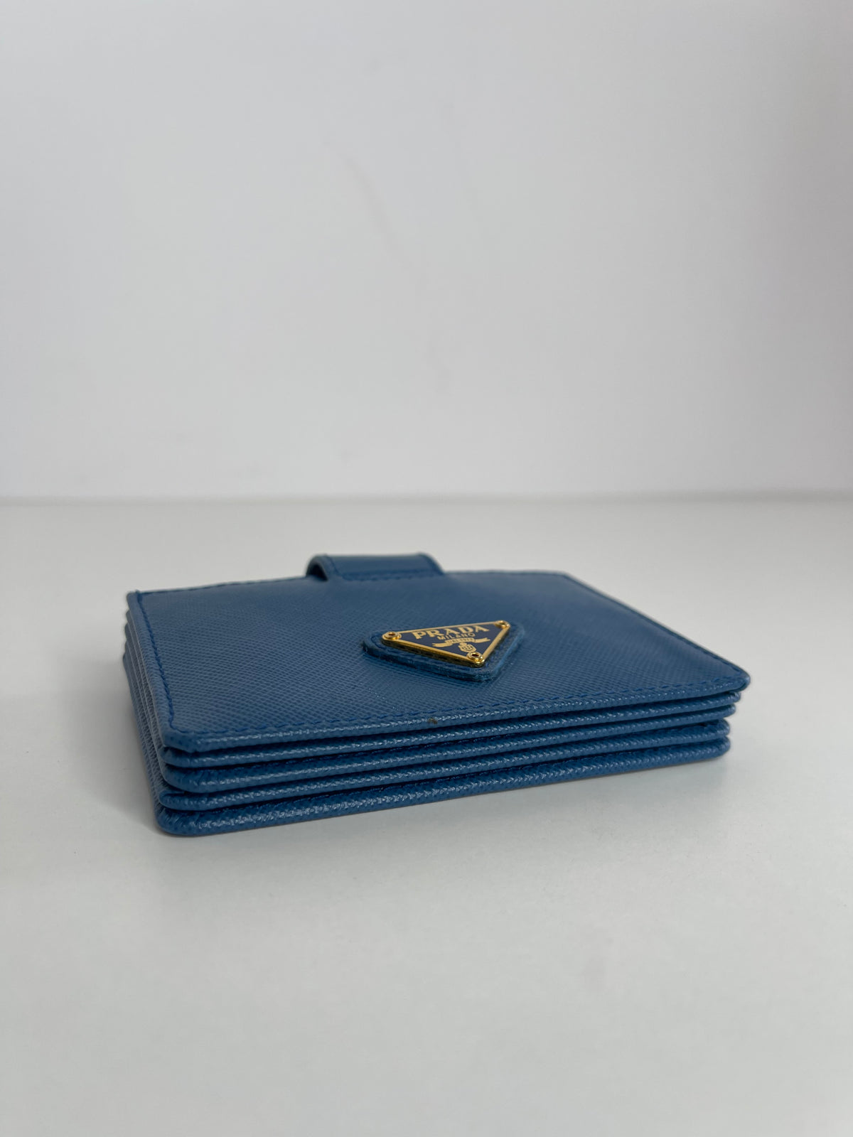 Prada Blue Saffiano Leather Accordion Card Holder