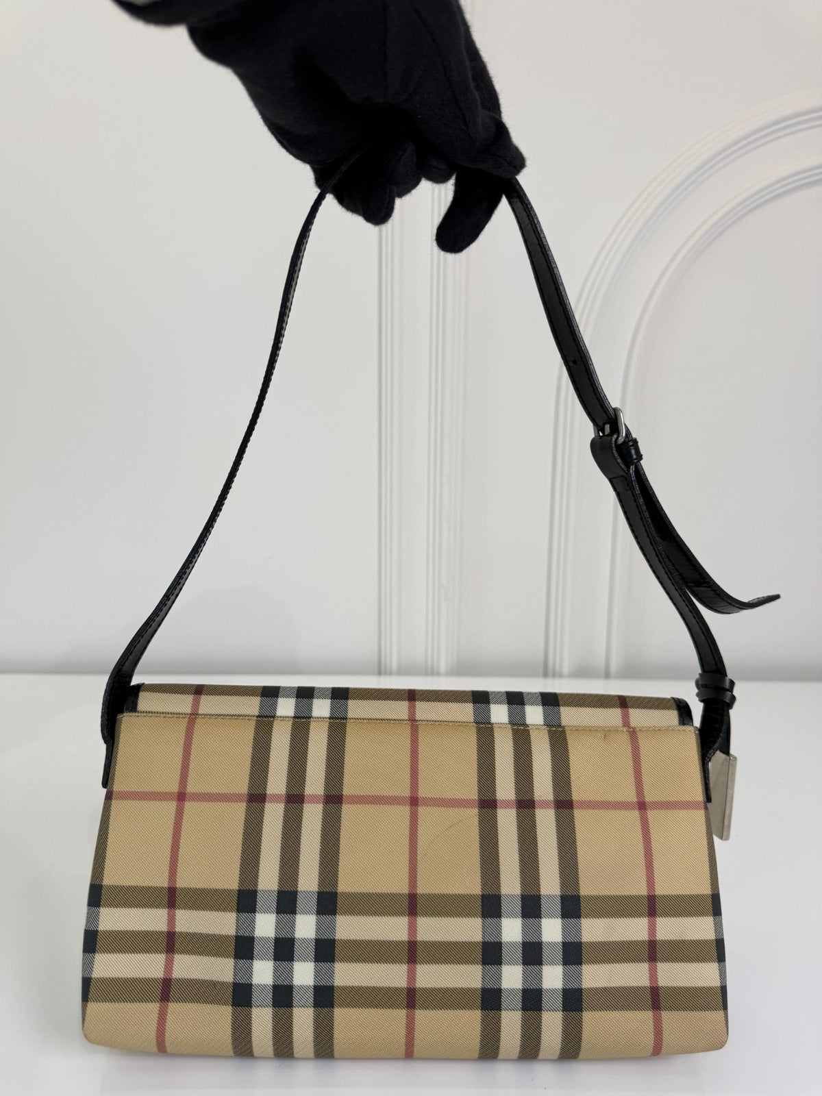 Burberry Nova Check Coated Canvas Shoulder Bag