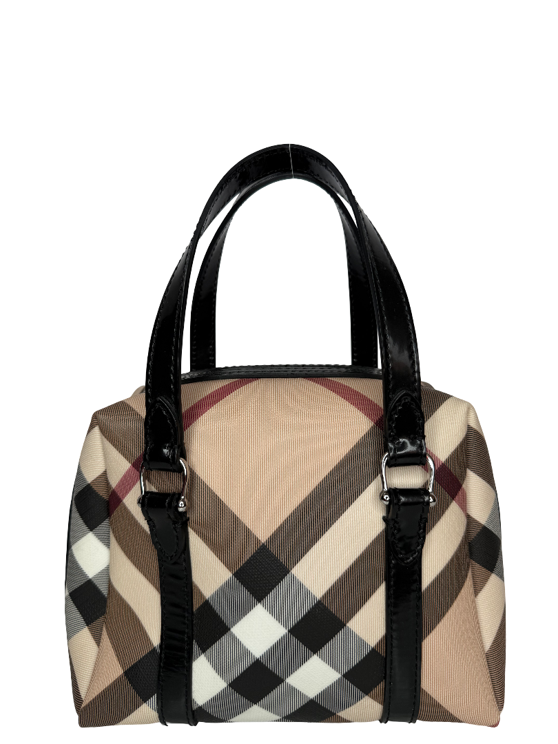 Burberry Beige/Black Nova Check Vinyl Small Bowler Bag