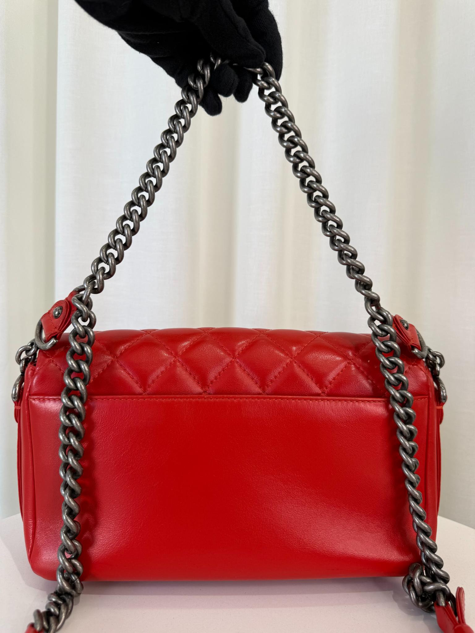 Chanel Red Calfskin Quilted Medium Rock My Shoulder Flap Bag