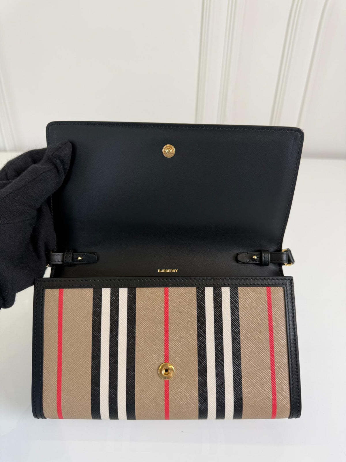Burberry Hannah Icon Stripe Wallet Crossbody Bag
