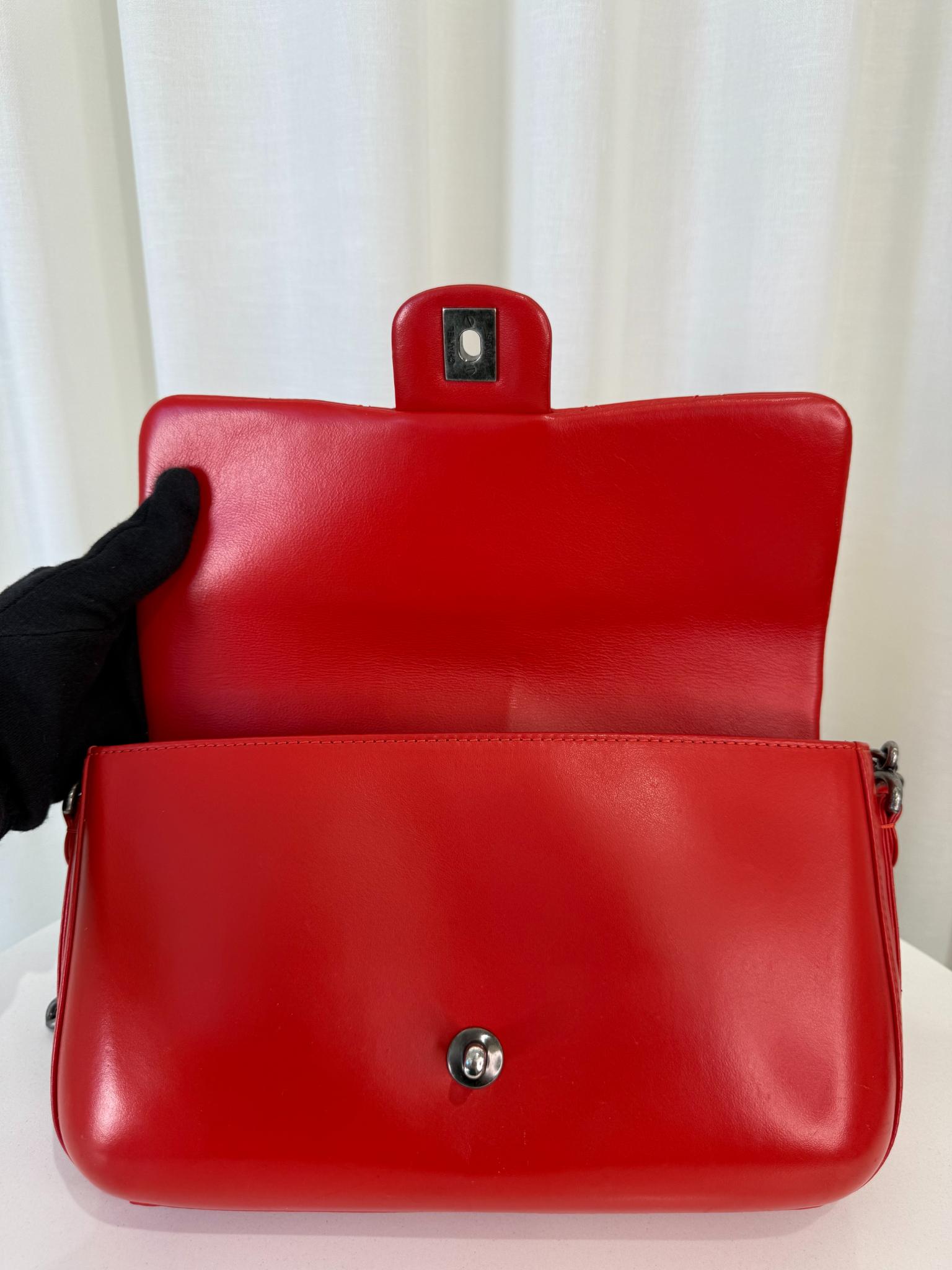 Chanel Red Calfskin Quilted Medium Rock My Shoulder Flap Bag
