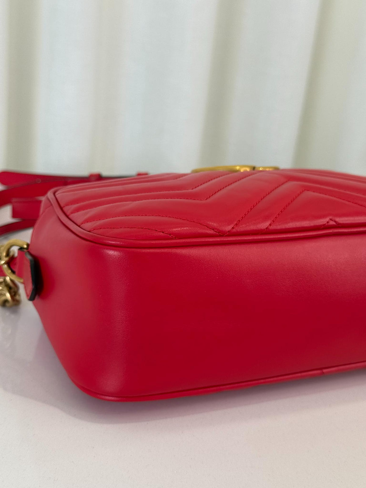 Gucci GG Marmont Red Matelassé Leather Small Camera Bag