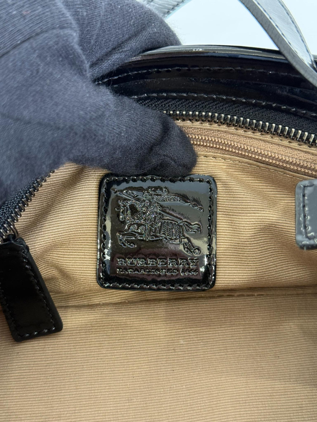 Burberry Nova Check Black Patent Leather Pochette