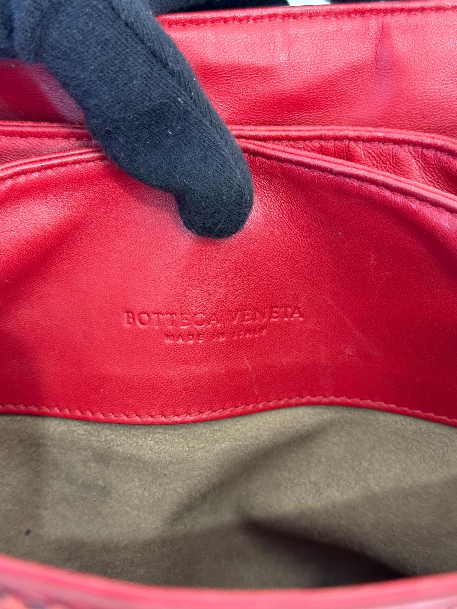 Bottega Veneta Small Roma Red Intrecciato Woven Nappa/Python Tote