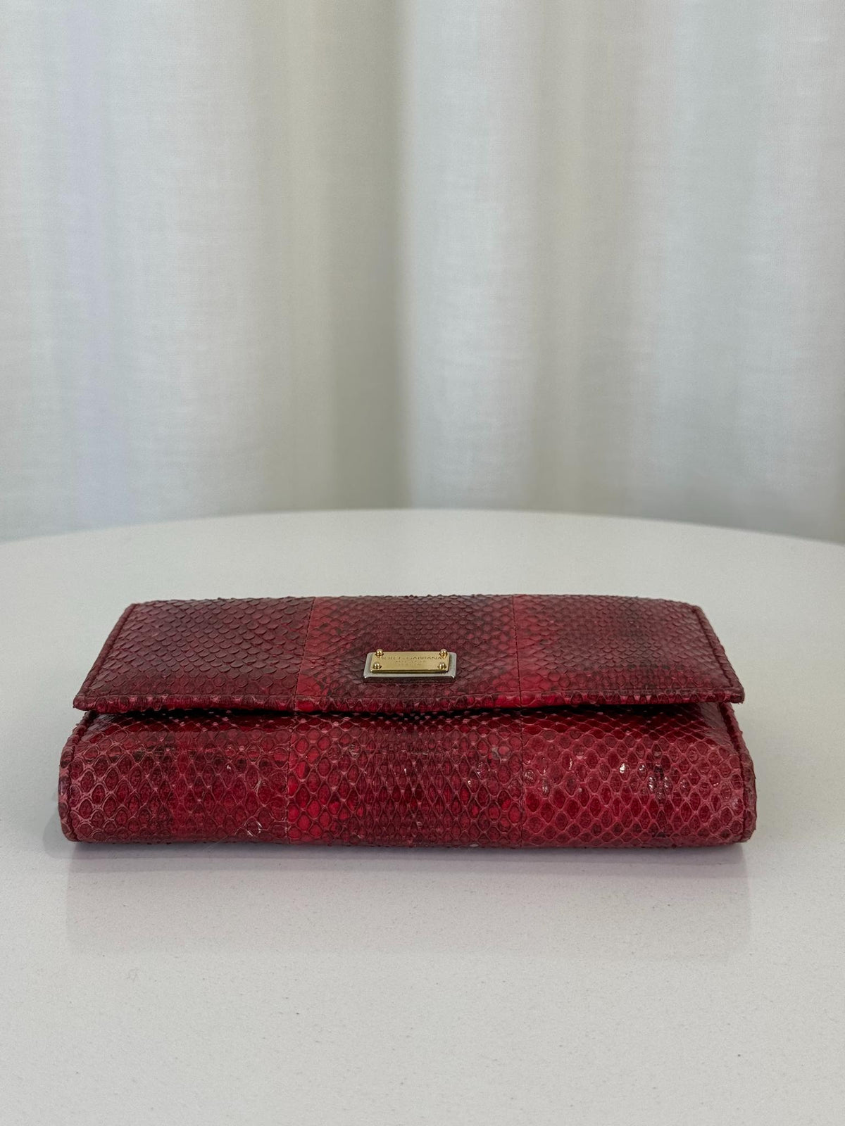Dolce Gabbana Red Python Embossed Small Wallet