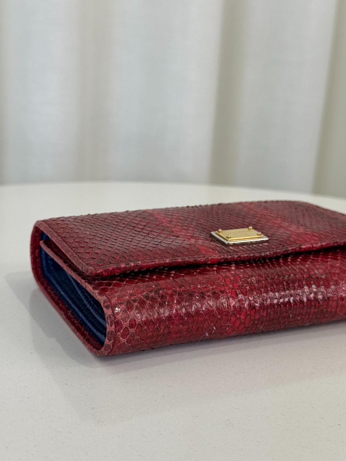 Dolce Gabbana Red Python Embossed Small Wallet