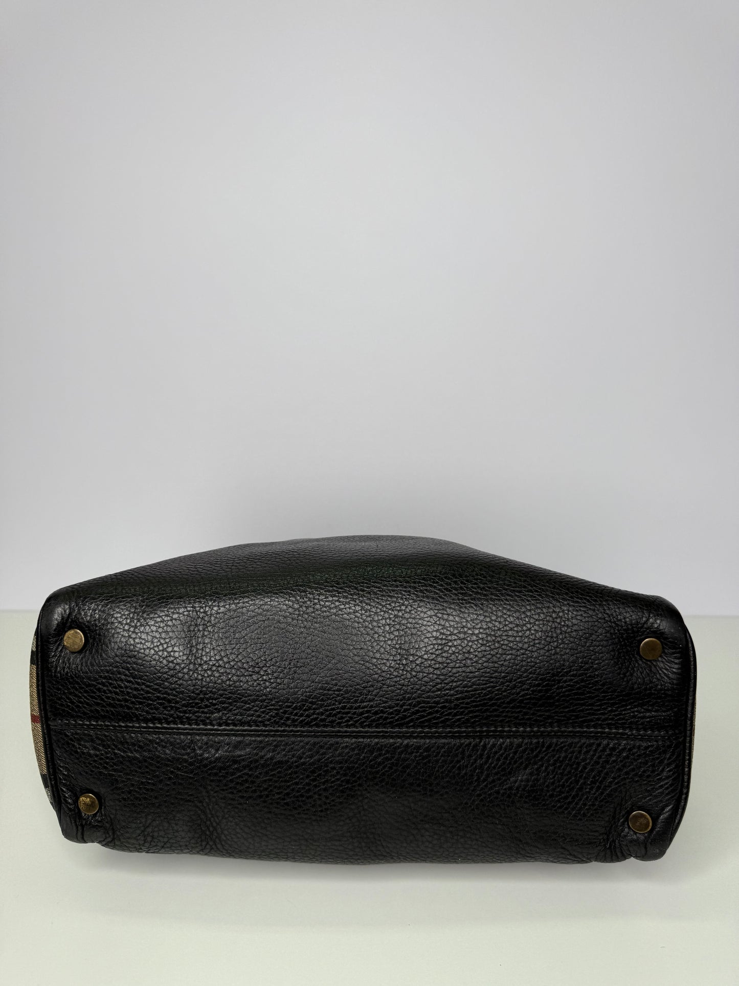 Burberry Black Leather Small Horn Toggle Tote Bag