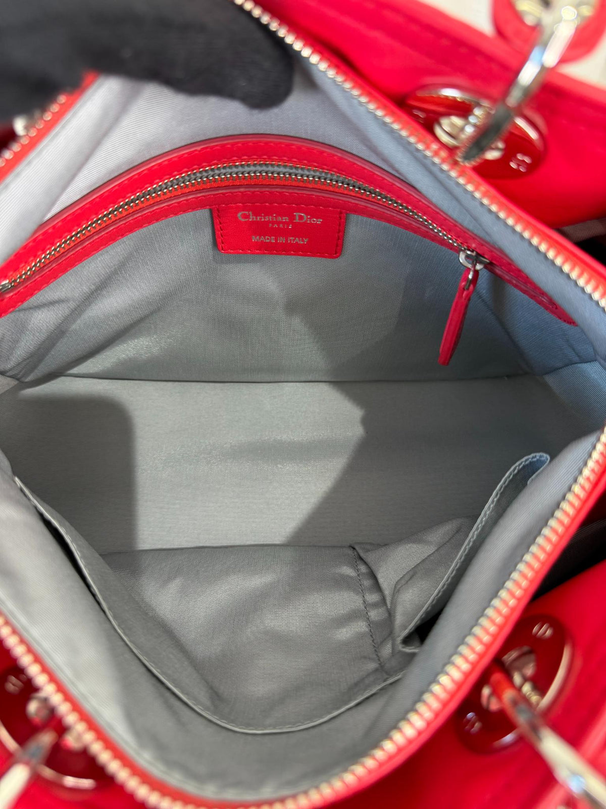 Christian Dior Granville Coral Red Cannage Quilted Lambskin Tote Bag