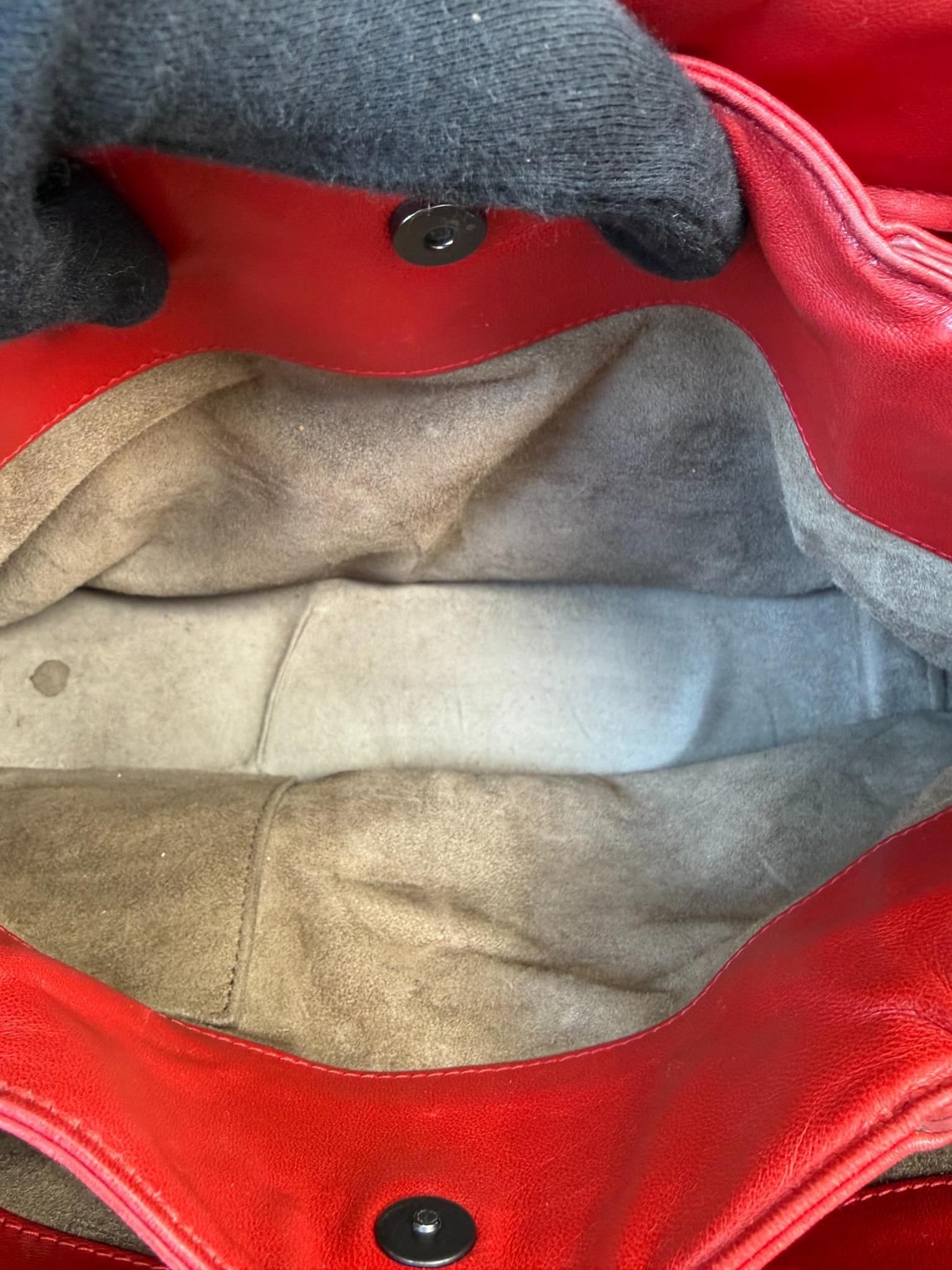 Bottega Veneta Small Roma Red Intrecciato Woven Nappa/Python Tote