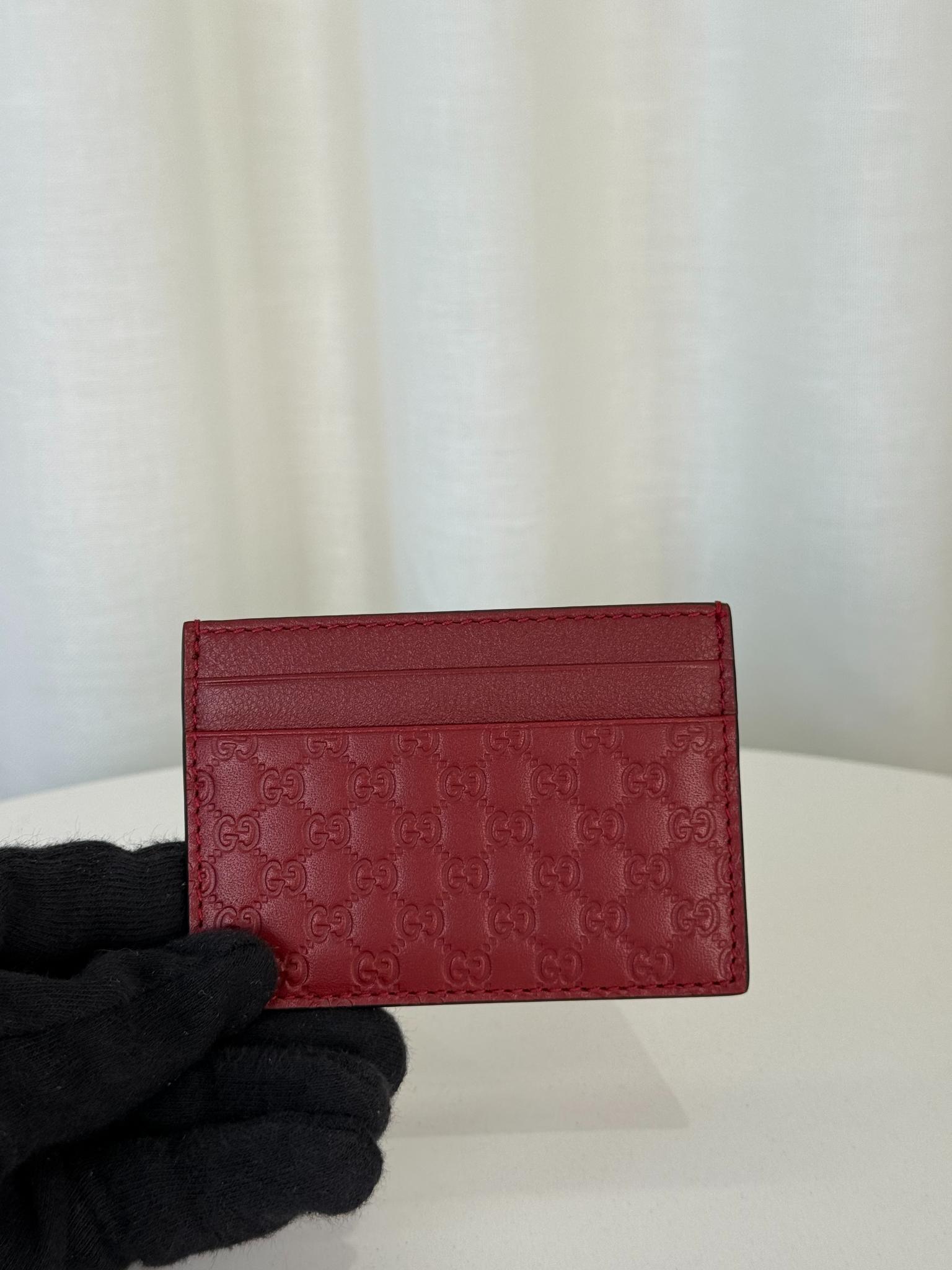 Gucci Microguccissima Red Leather Card Holder
