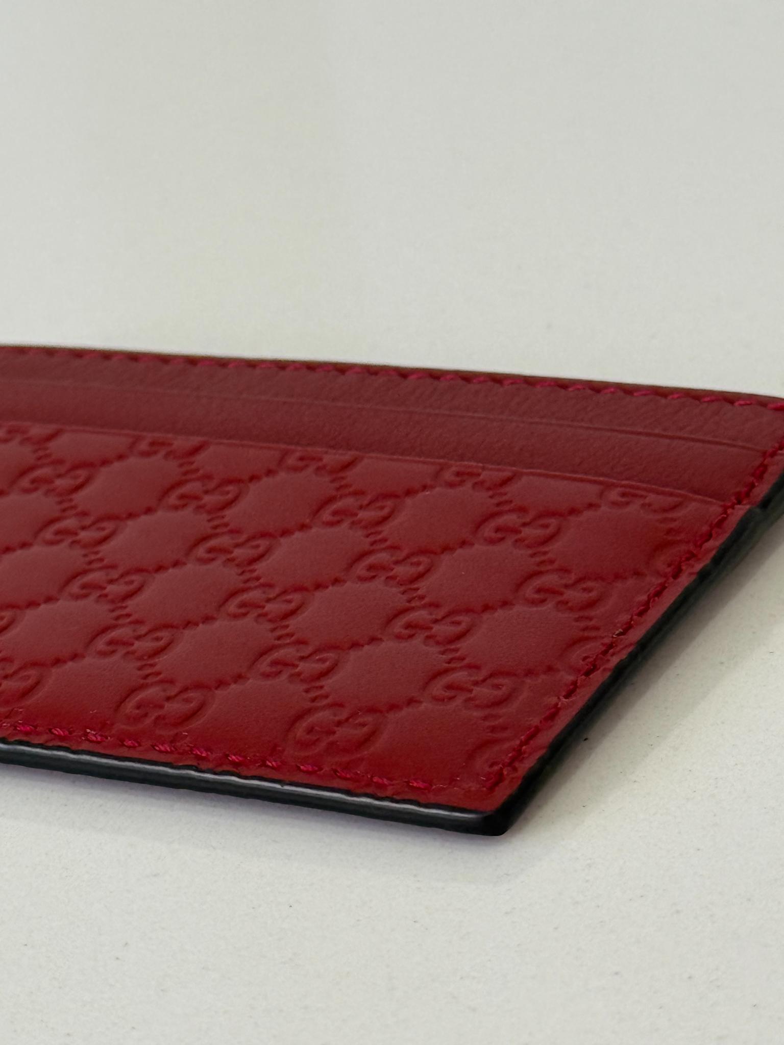Gucci Microguccissima Red Leather Card Holder