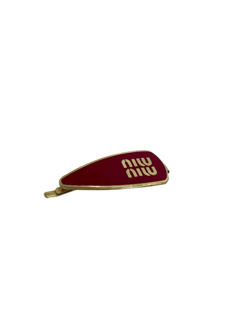 Miu Miu Red/Gold Enameled Metal Hair Clip