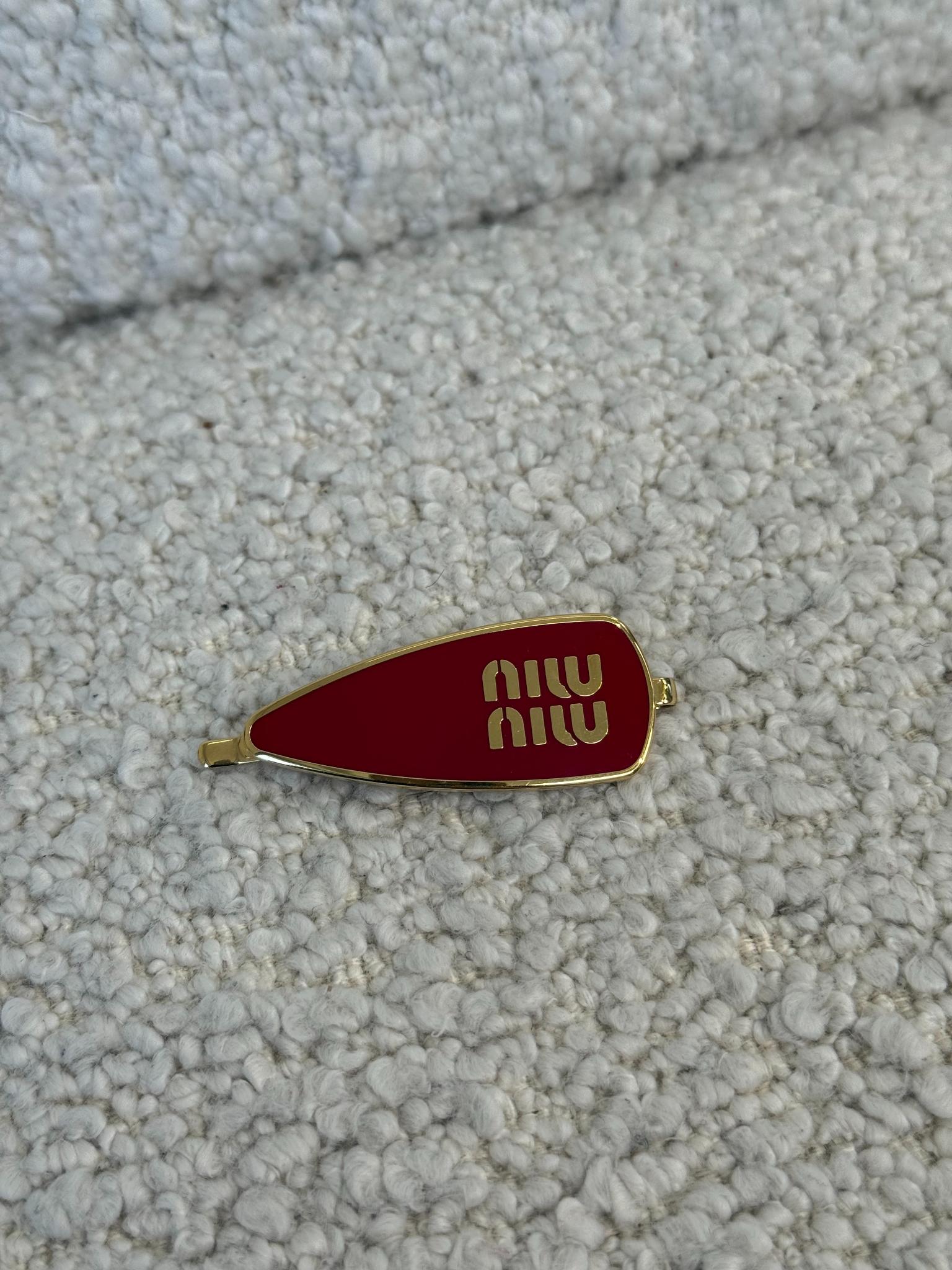 Miu Miu Red/Gold Enameled Metal Hair Clip