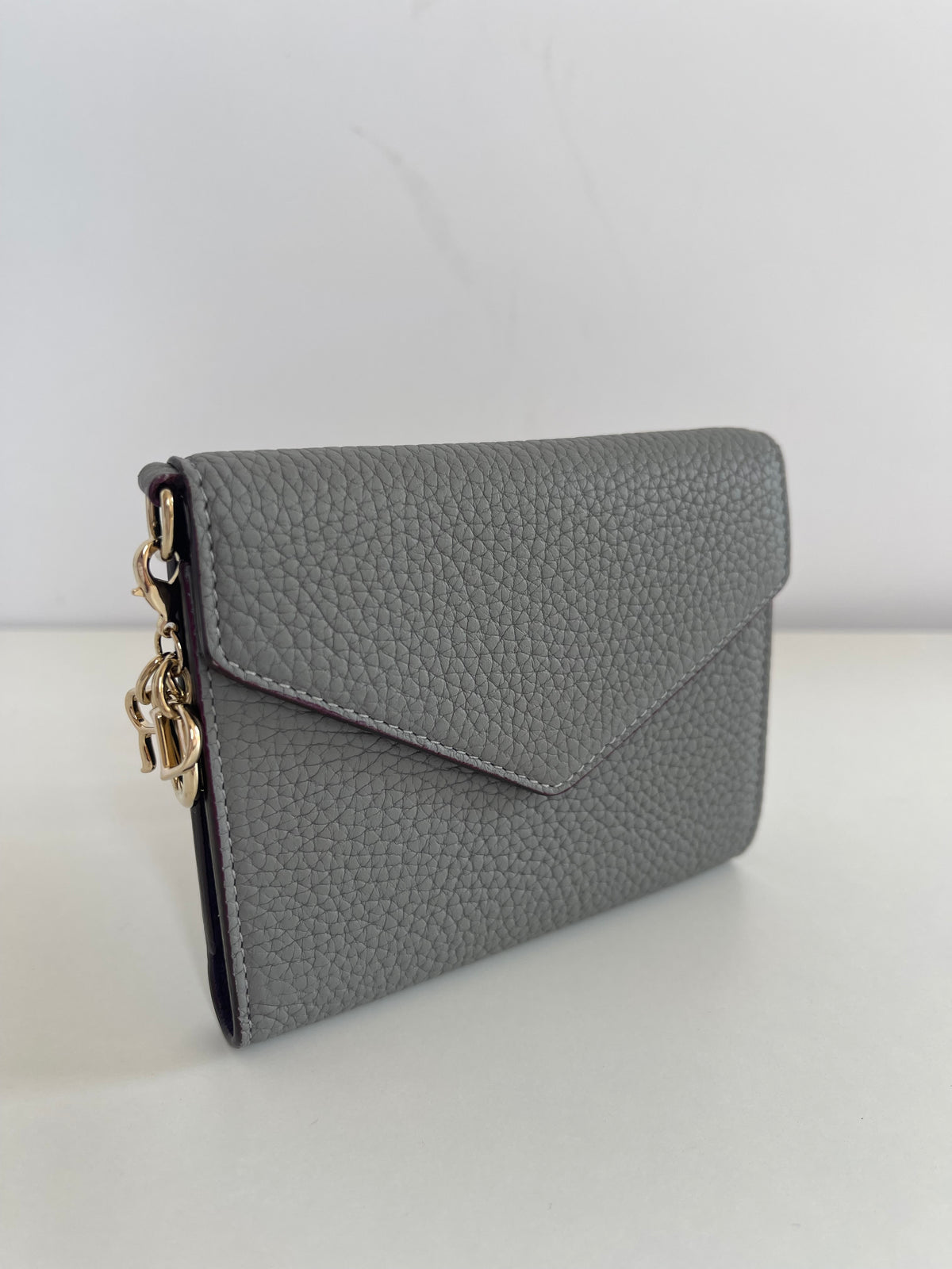 Christian Dior Grey Leather Diorissimo Envelope Wallet