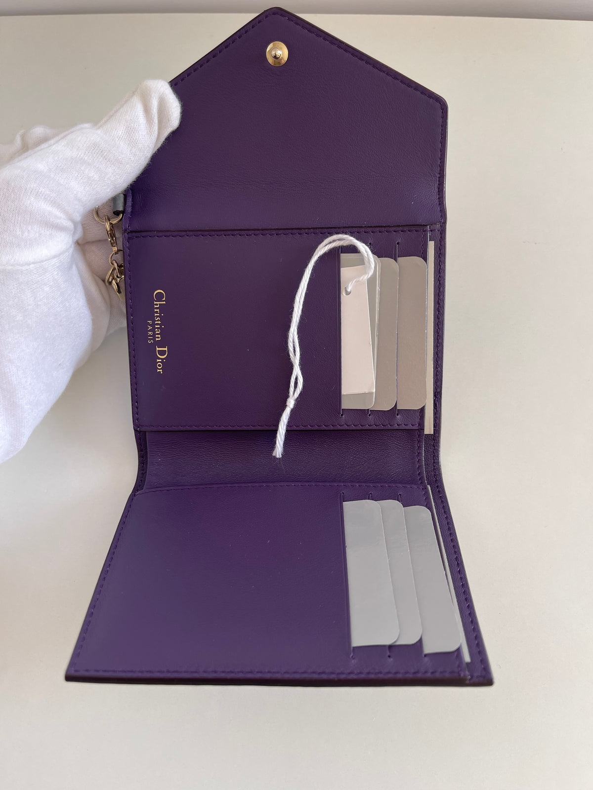 Christian Dior Grey Leather Diorissimo Envelope Wallet