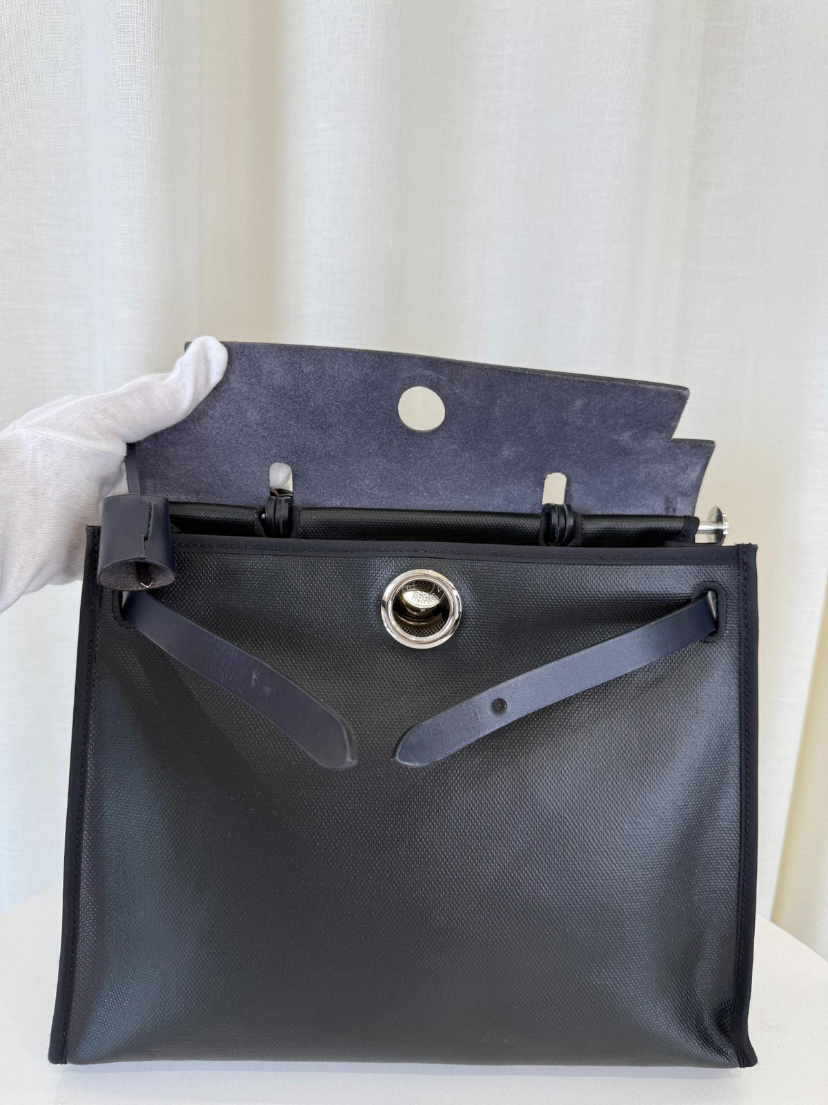 Hermès Herbag Zip PM 31 Black Toile H Berline Bleu Indigo Hunter PHW