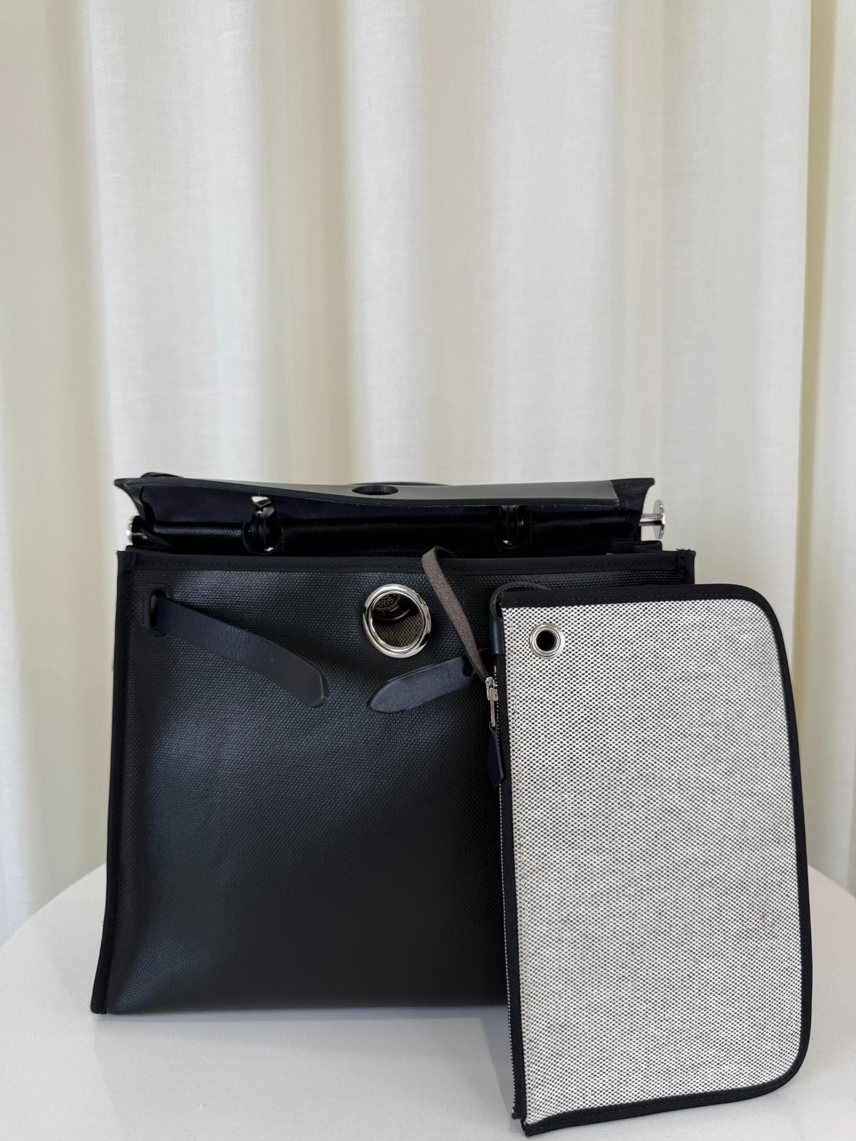 Hermès Herbag Zip PM 31 Black Toile H Berline Bleu Indigo Hunter PHW