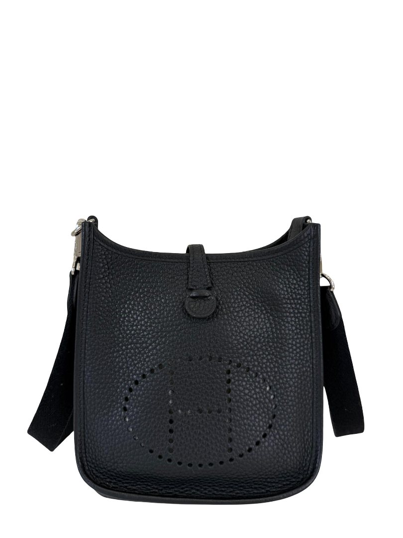 Hermès Black Taurillon Clemence Mini Evelyne TPM 16 Palladium Hardware