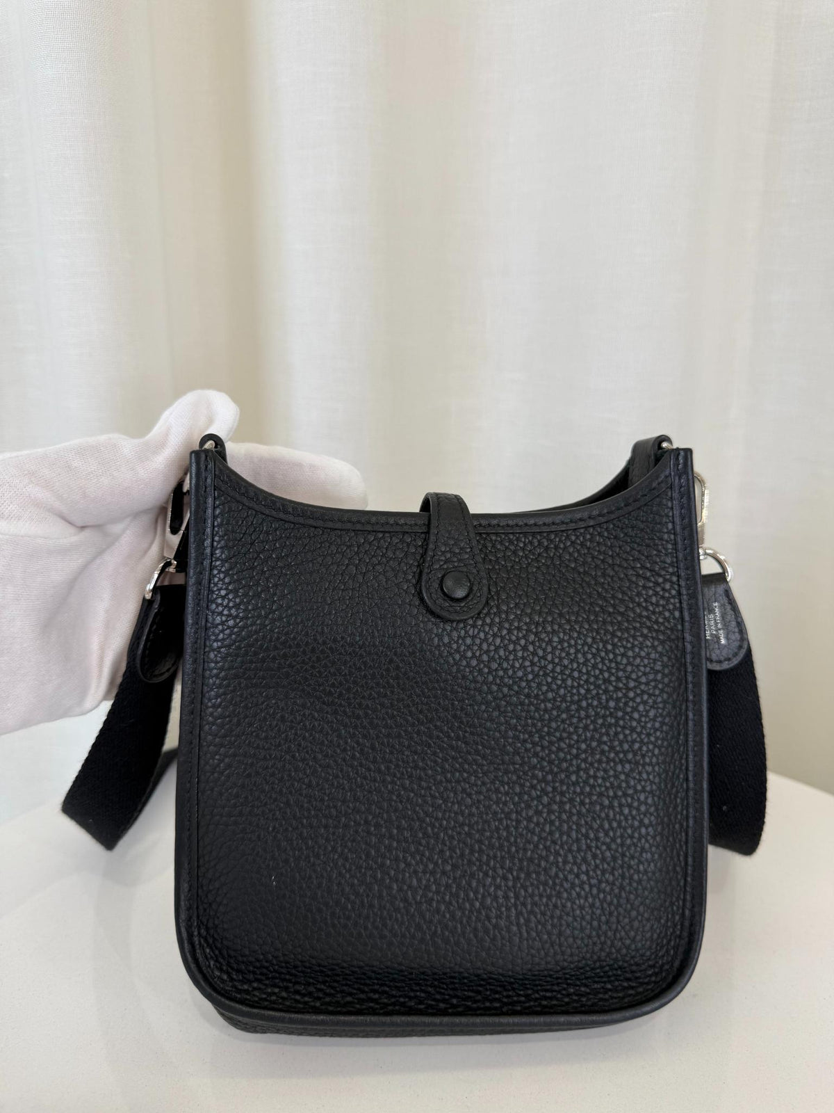 Hermès Black Taurillon Clemence Mini Evelyne TPM 16 Palladium Hardware