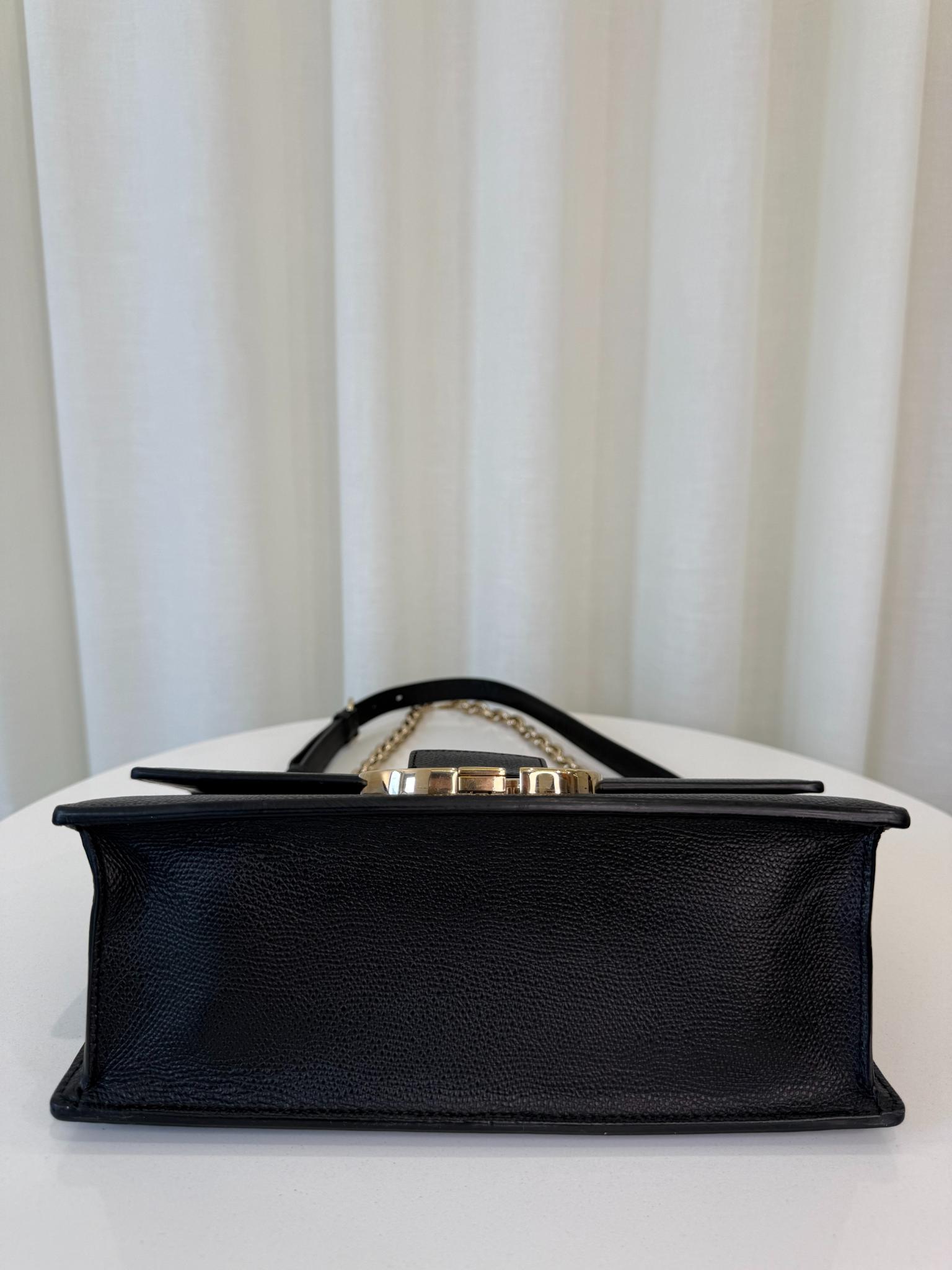 Christian Dior 30 Montaigne Black Grained Calfskin Leather Shoulder Bag