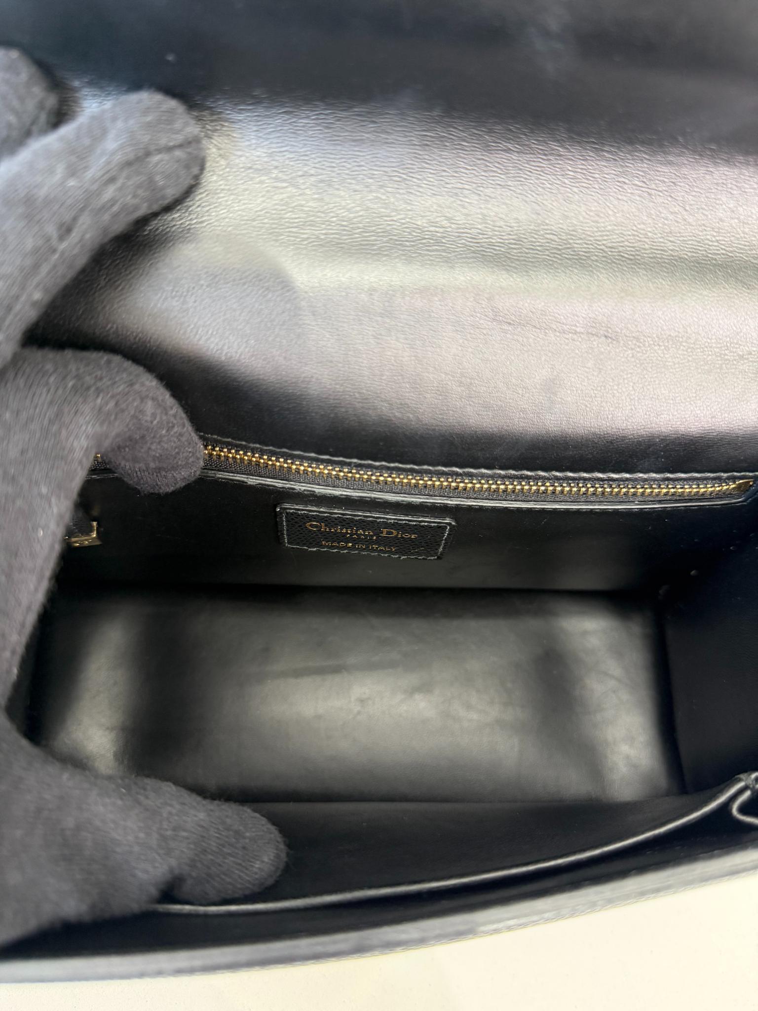 Christian Dior 30 Montaigne Black Grained Calfskin Leather Shoulder Bag