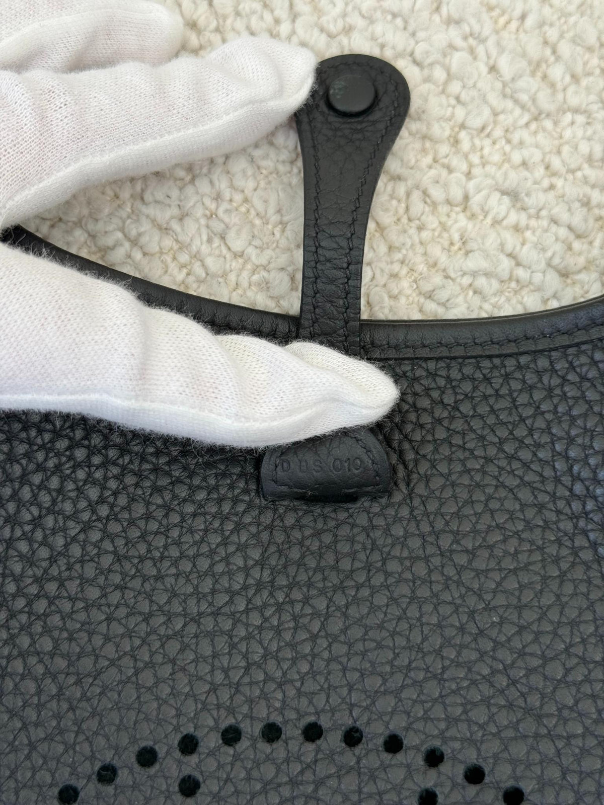Hermès Black Taurillon Clemence Mini Evelyne TPM 16 Palladium Hardware