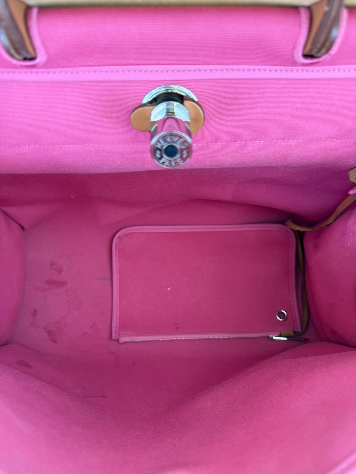 Hermès Herbag Zip 39 Rose Tyrien Canvas and Leather Bag