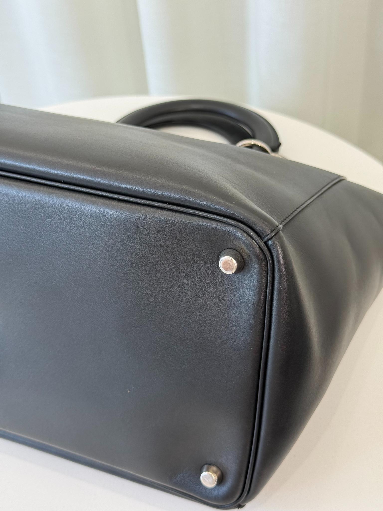 Christian Dior Diorissimo Black Smooth Calfskin Leather Large Tote